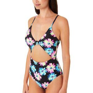 NWT California Waves Small Floral Daisy One-Piece Swimsuit High Leg